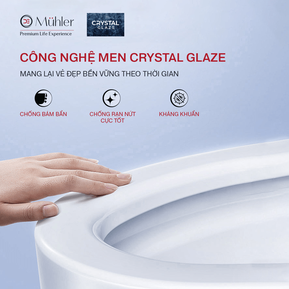 Bồn cầu 1 khối DeMuhler ML366110 - Công nghệ men Crystal Glaze